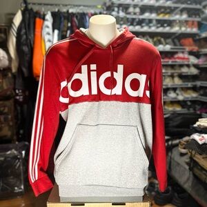 Adidas essential colorblock red and white pullover sweatshirt